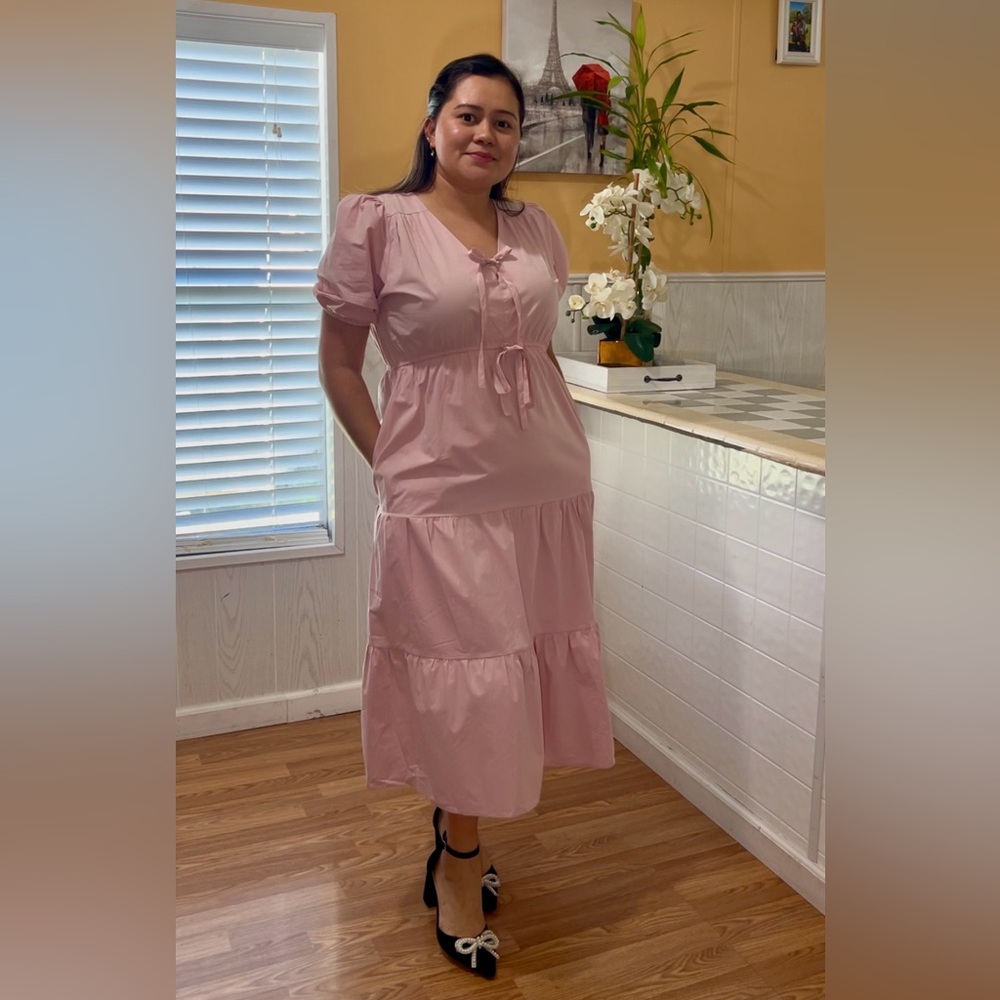 Elegant Pink Midi Dress